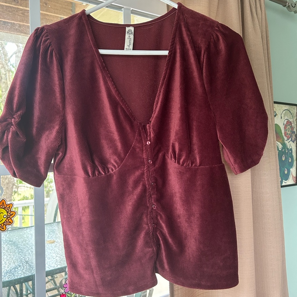 American rag size large short sleeve velvet top